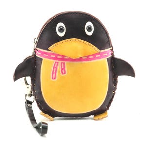 Handmade Genuine Leather Penguin Wristlet / Coin Purse / Wallet / Mini Wallet / Small Wallet / Candy Bag / Animal Pouch / Coin Pouch