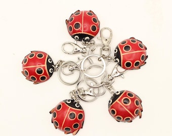 Genuine Handmade Leather Ladybug Keychain