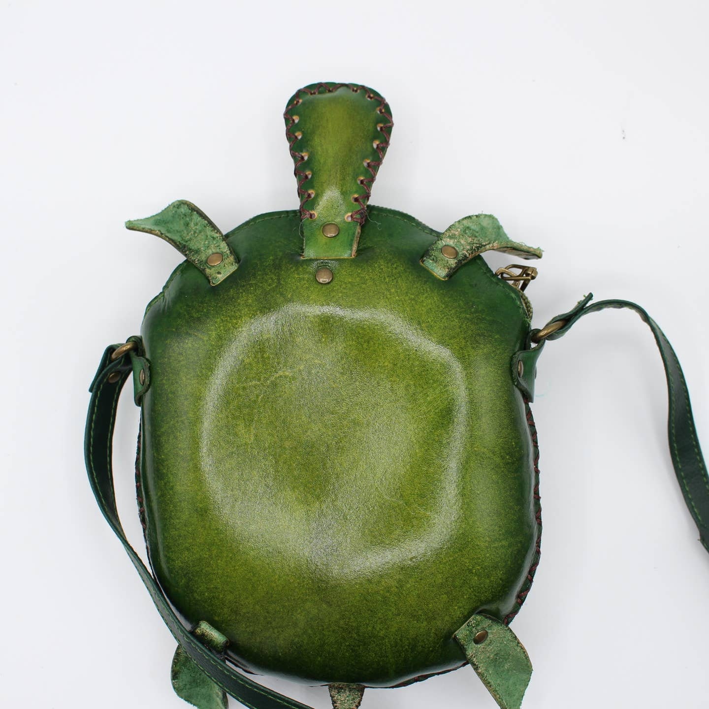 Handmade Giant Green Leather Turtle Bag ( No Straps) Hand made leather turtle backpack $600 CAD with free  main image 2