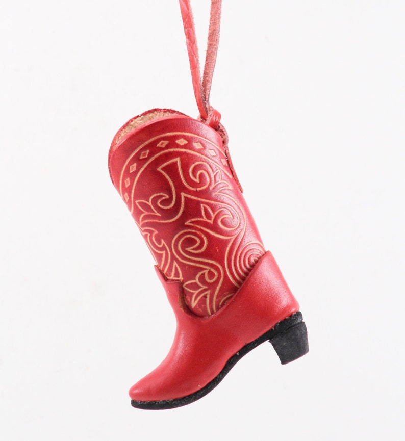 Handmade leather cowboy boots ornaments image 1