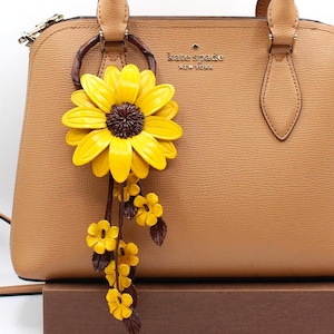 Leather flower fringe purse charm / Leather ROSE kechain and purse/handbag charm Genuine Handmade Leather Keychain purse charm