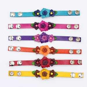 Genuine Handmade Leather Flower Bracelet
