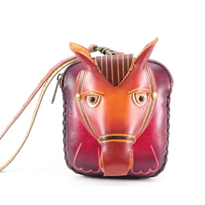 Monedero / Cartera / Pulsera de Cuero Genuino Hecho a Mano con Caballo