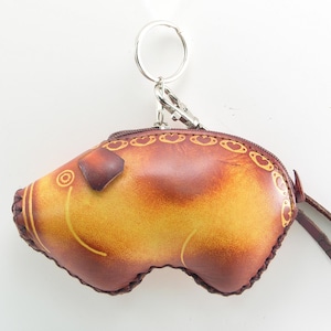 Genuine Handmade Leather Pig Coin Purse / Wallet /holiday gift, Christmas present, small gift, cartoon coin purse