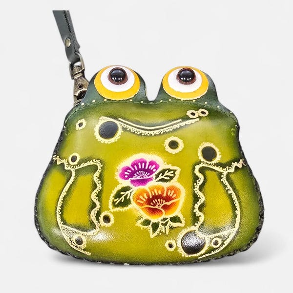 Genuine Handmade Leather Frog Wristlet / Coin Purse / Wallet