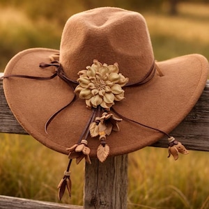Handmade Leather Flower Hat band: Hat Accessory