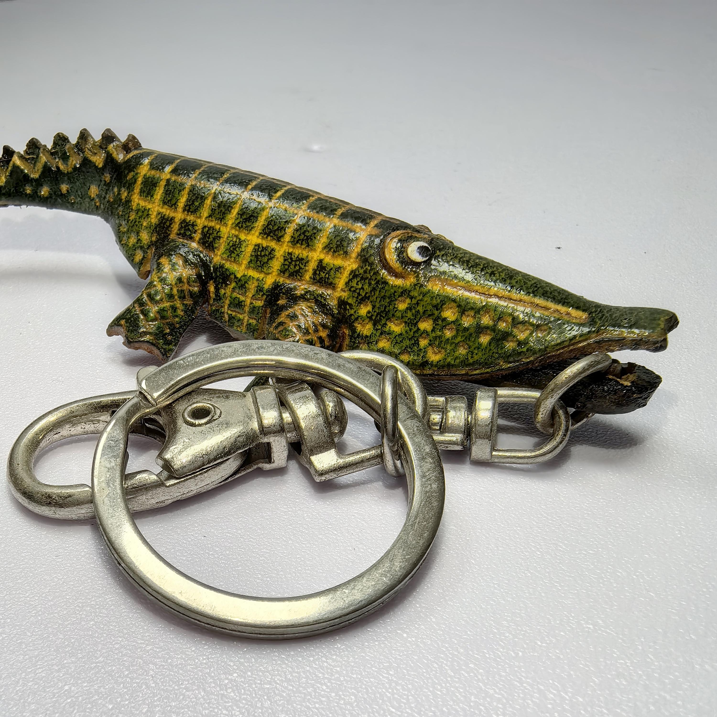 Handmade Leather Crocodile Keychain - Etsy