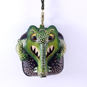 Monedero / Cartera / Pulsera de Piel de Cocodrilo Genuina Hecha a Mano