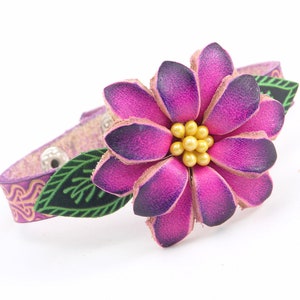 Genuine Handmade Leather Flower Bracelet