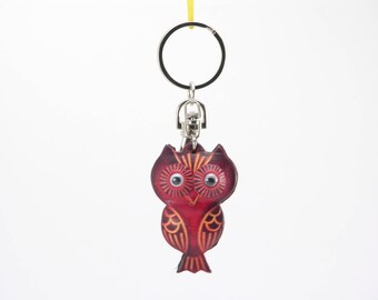 Genuine Handmade Leather Owl Key Chain