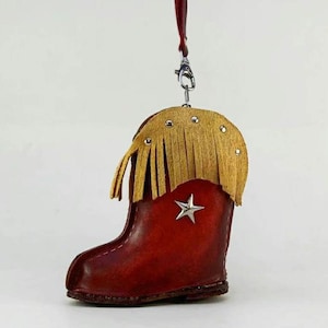 Handmade Genuine Leather Cowboy Boot Ornament / Coin Purse / Wristlet