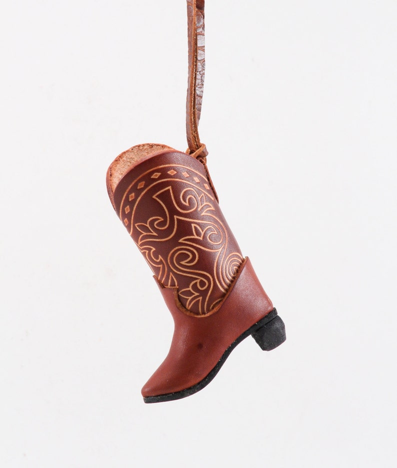 Handmade leather cowboy boots ornaments image 2
