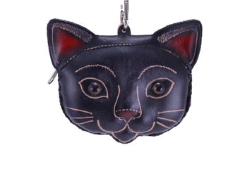 Genuine Leather Black Cat Coin Purse