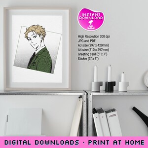 Anime Digital Art | Loid Forger Print | High-Res 300dpi | Instant Download | Multiple Sizes - Anime Manga Decor | Anime Fan | Print at Home