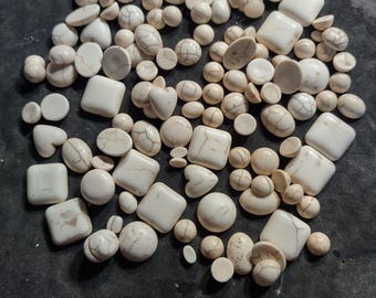 325 carats White Howlite  Polished Cabochons Assortment