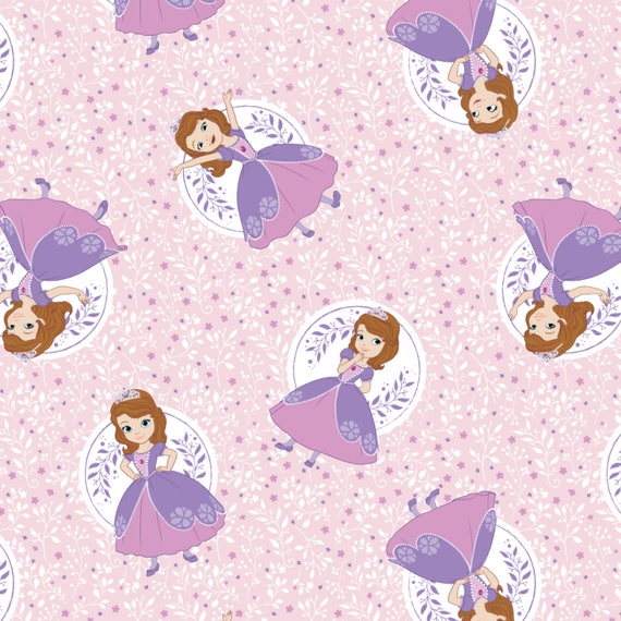 Disney Fabric 100/% Cotton Purple Sofia The 1st And Friends Framed