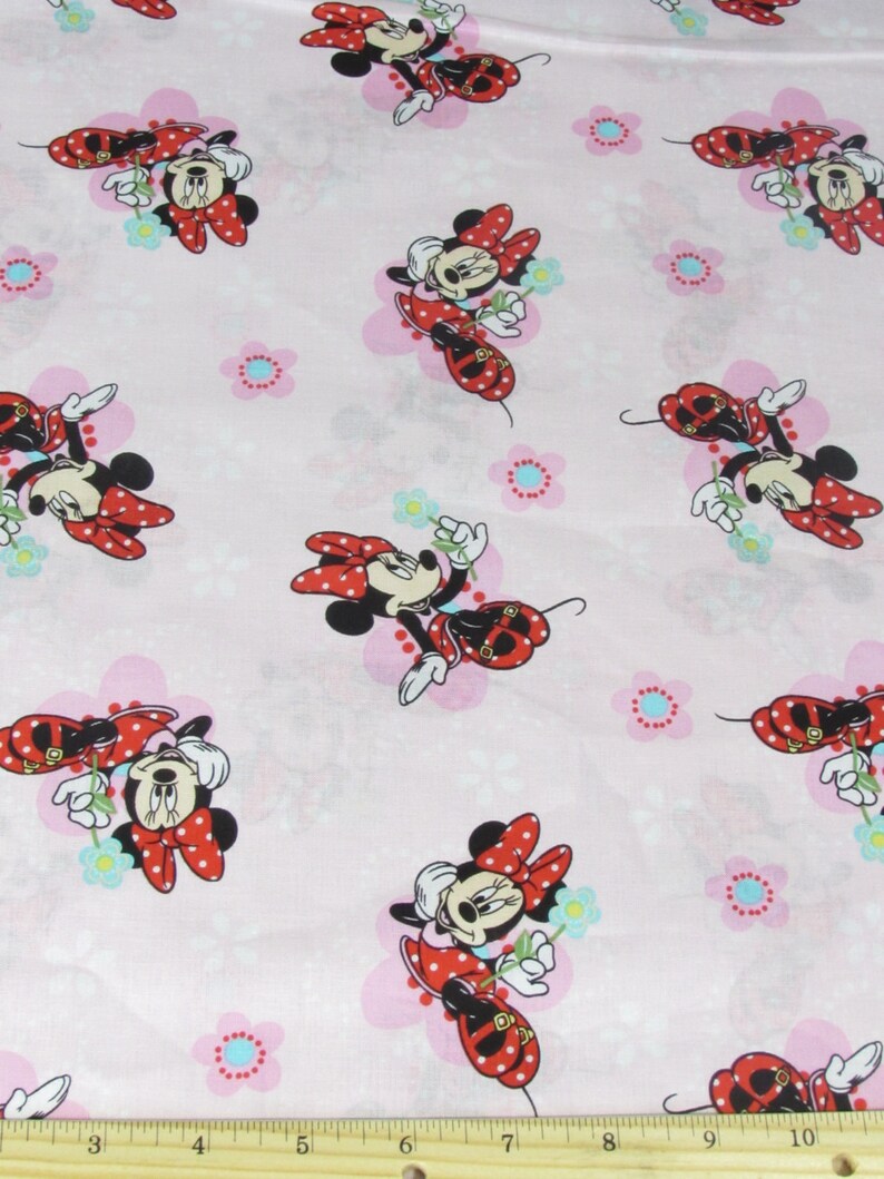 Disney Fabric Minnie Flower Fabric Light Pink Back Ground From Springs Creative