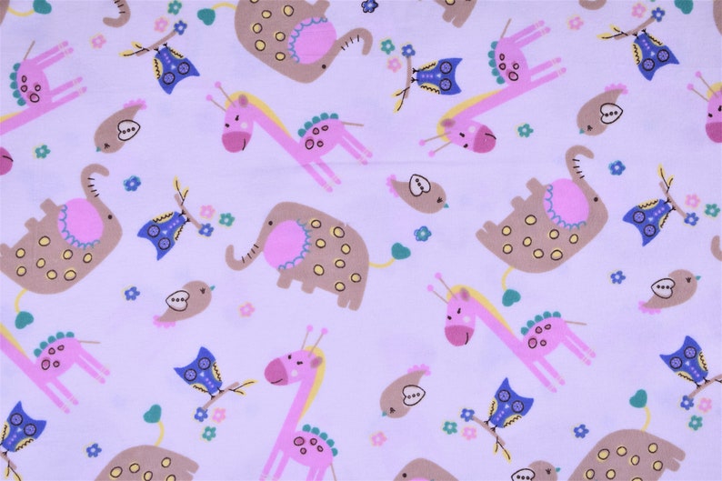 FLANNEL FABRIC-Pre Cut yardage-Zoo Animals Nursery Fabric 100/% Cotton Fabric
