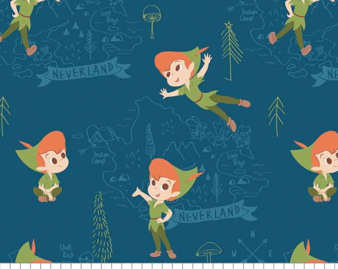 Disney Fabric Peter Pan Fabric Neverland Adventures in Blue Etsy