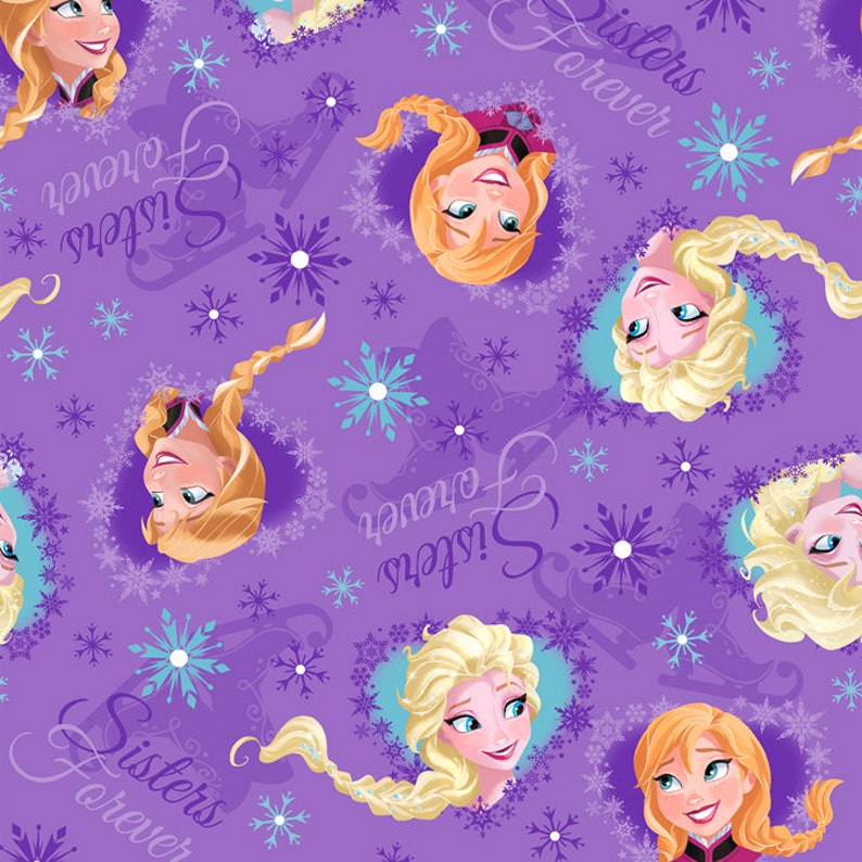Disney PRE-CUT Fabric Frozen Sisters Ice Skating Heart Frame Springs Creative
