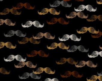 Barber Fabric A Close Shave Fabric Mustache Black From Quilting Treasures 100% Cotton