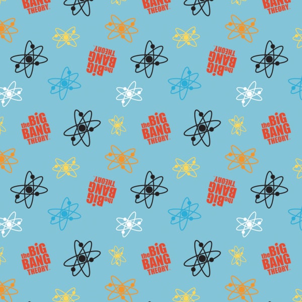 The Big Bang Theory Fabric Atoms in Blue Fabric From Camelot 100% Premium Quality Cotton