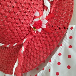 Girls Polka Dot Dress and Straw Hat