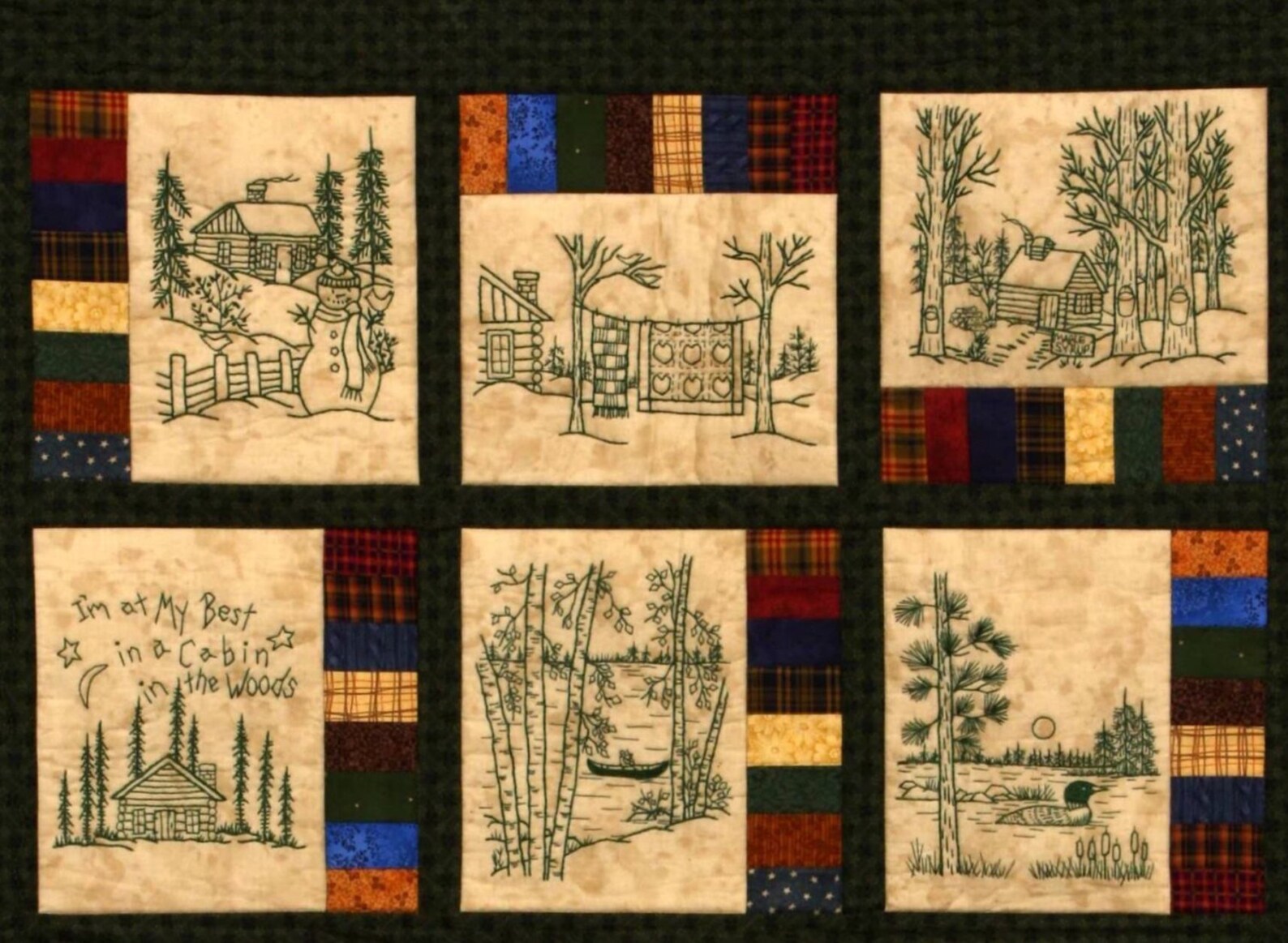Northwoods Memories Quilt Pattern 12 Redwork Hand Embroidery Etsy