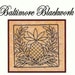 Baltimore Blackwork Pineapple - Redwork Hand Embroidery - by Beth Ritter - Instant Digital Download