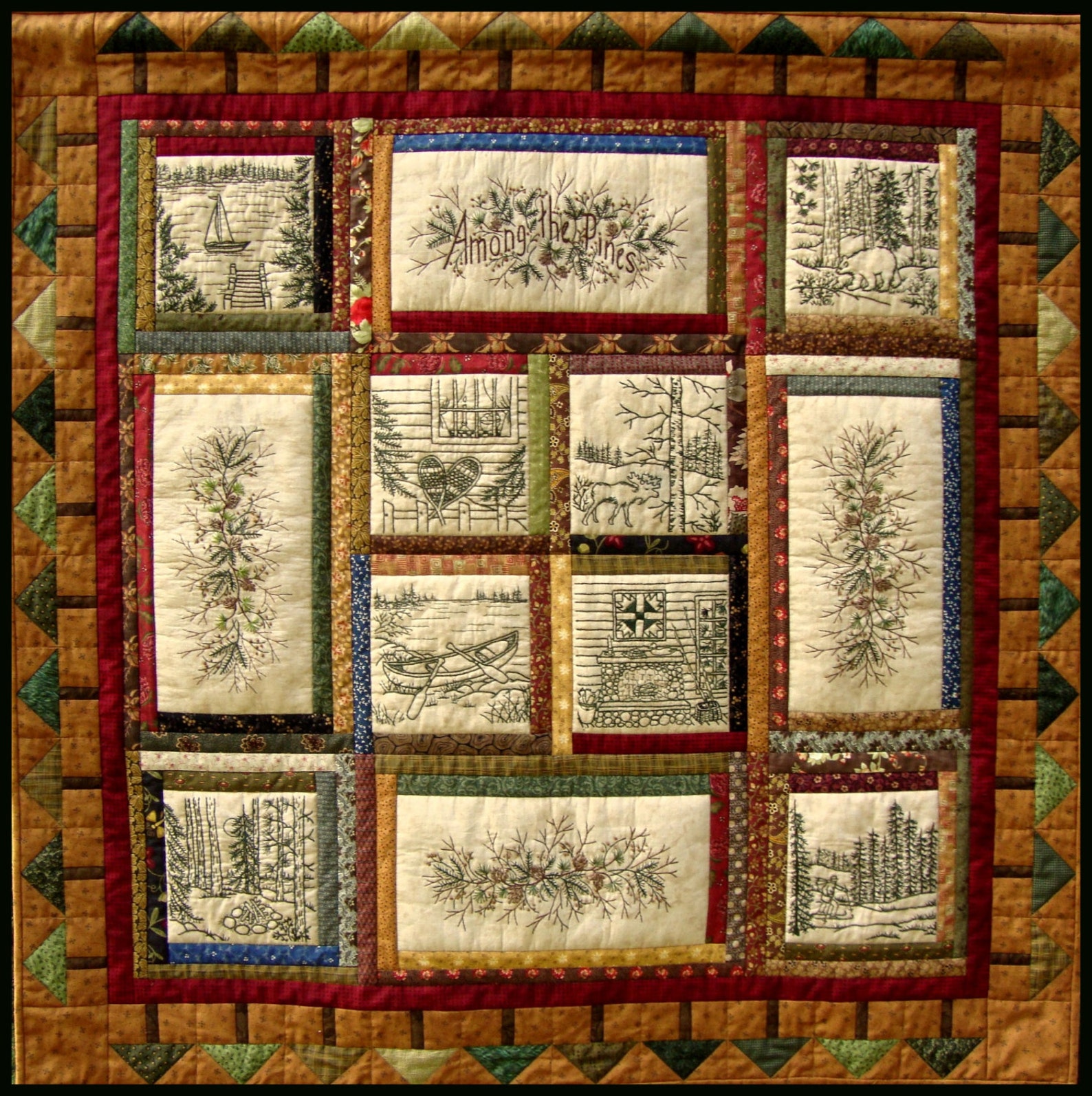 Among the Pines Quilt Pattern 10 Hand Embroidery Blocks Etsy