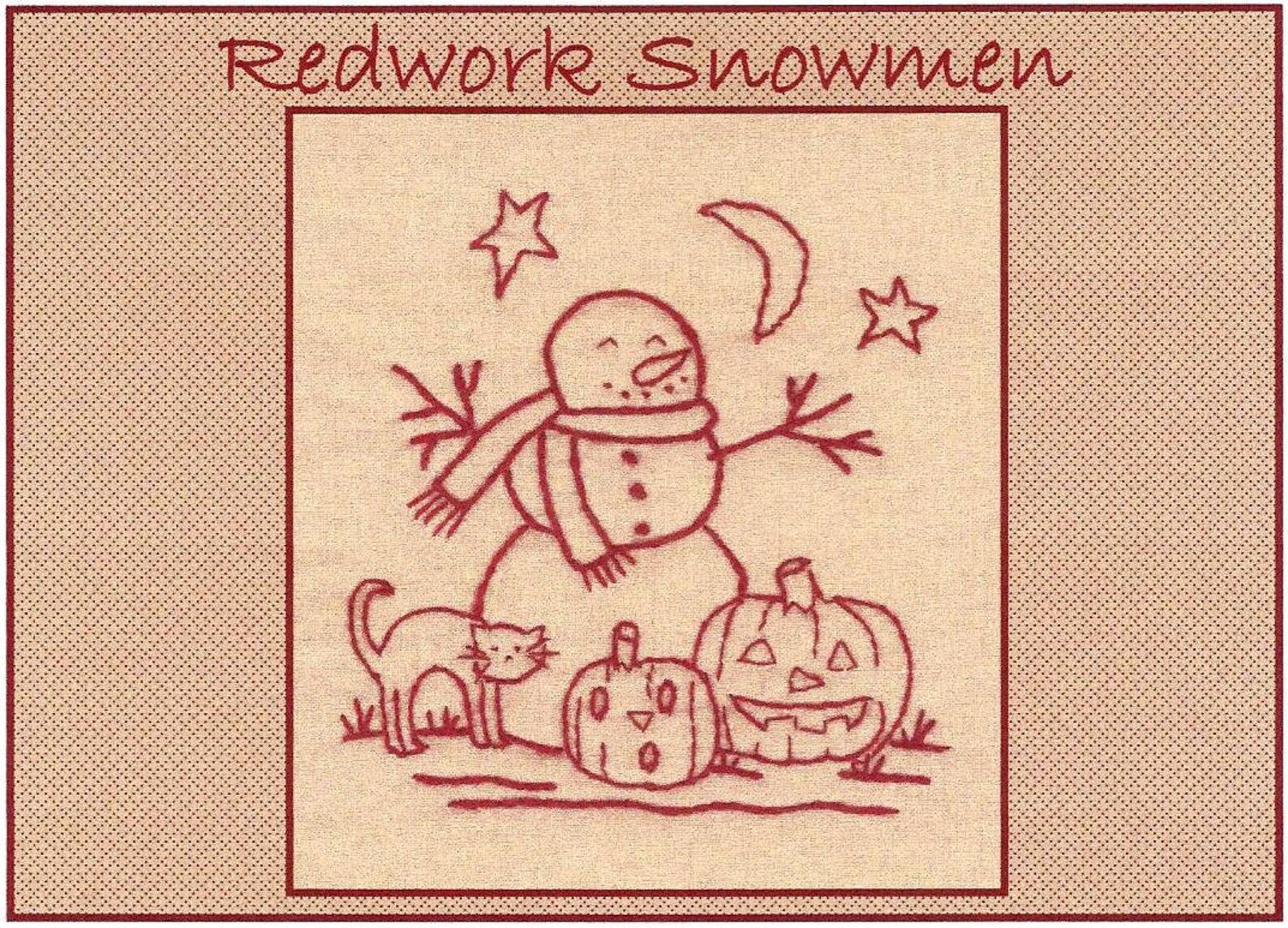 Redwork Snowmen October Redwork Hand Embroidery Pattern by | Etsy
