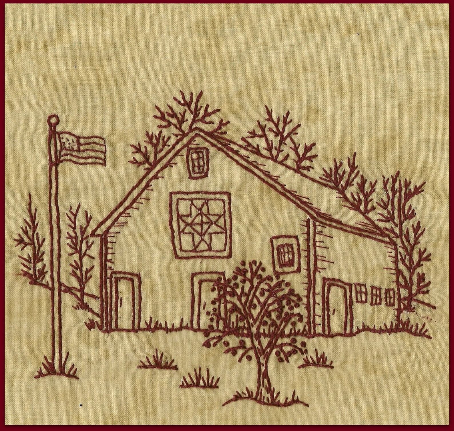 Quilt Barns Star Redwork Hand Embroidery Pattern by Beth Etsy