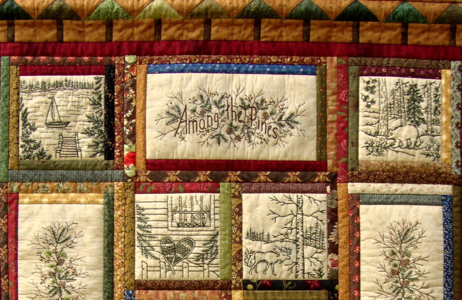 Among the Pines Quilt Pattern 10 Hand Embroidery Blocks Etsy