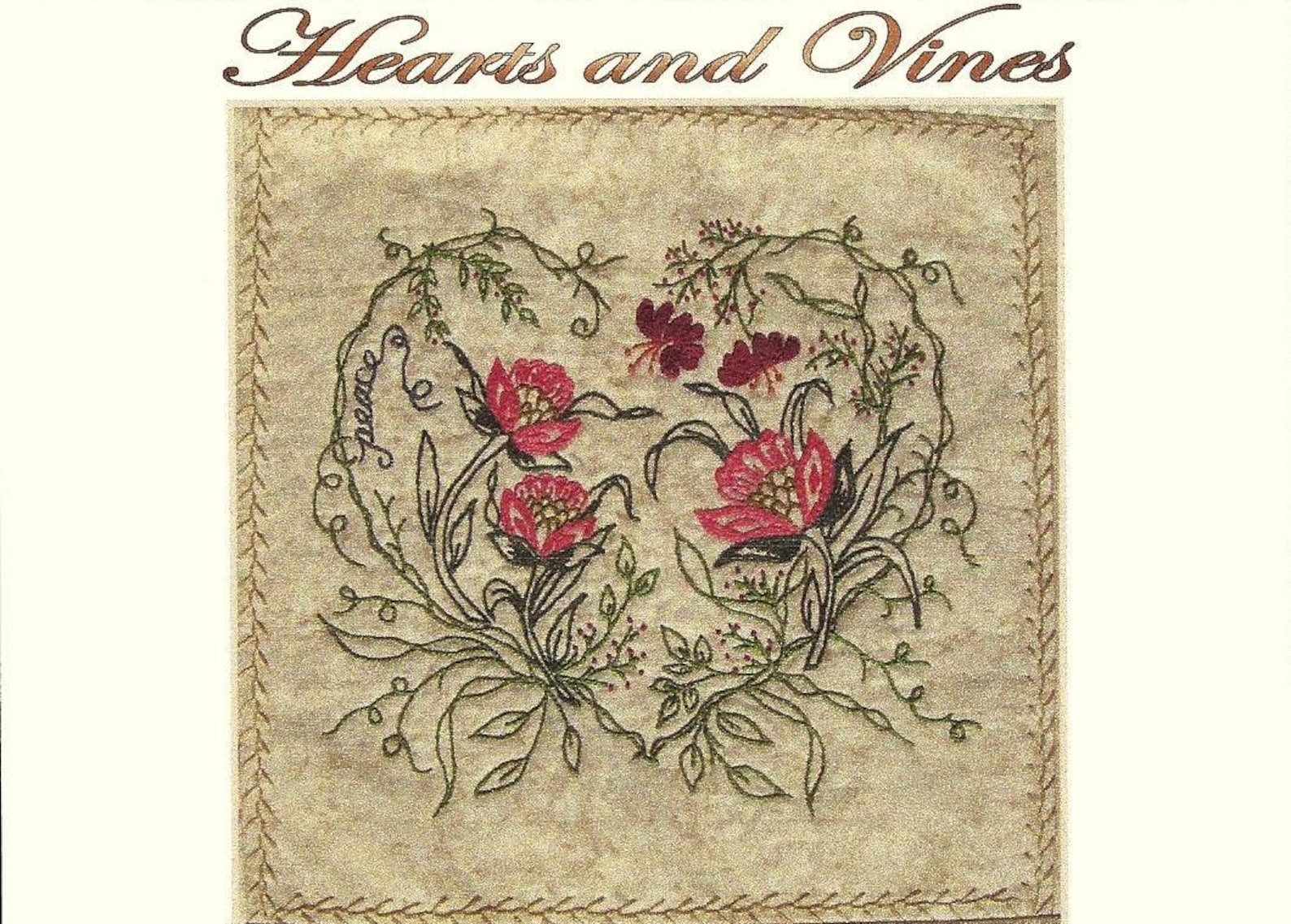 Hearts and Vines Steven Hand Embroidery Pattern by Beth Etsy