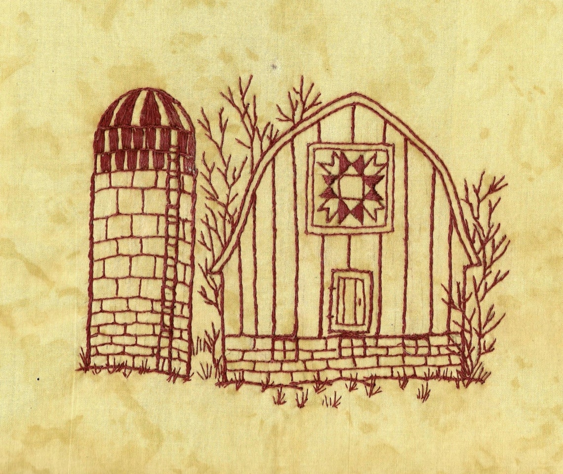 Quilt Barns Quilt Pattern Redwork Hand Embroidery Blocks & Etsy