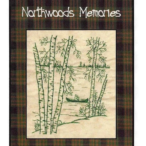 Northwoods Memories Canoeing Redwork Hand Embroidery Pattern Etsy