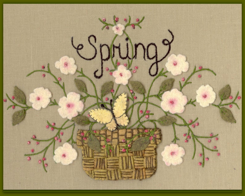 Wool Seasons Spring Wool Applique Pattern by Beth Ritter Etsy