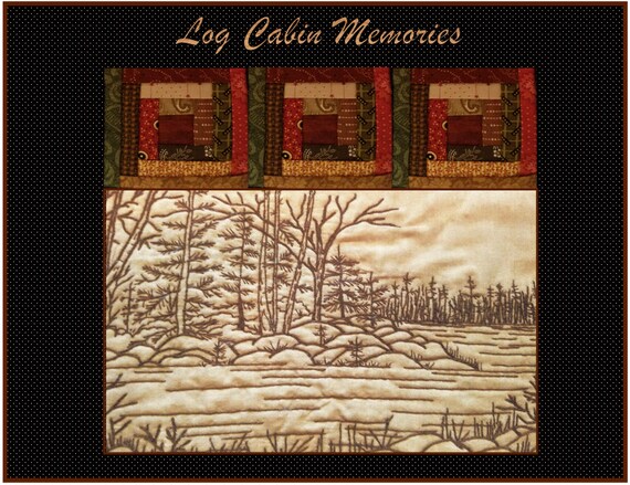 Log Cabin Memories Boundary Waters Redwork Hand Embroidery Etsy