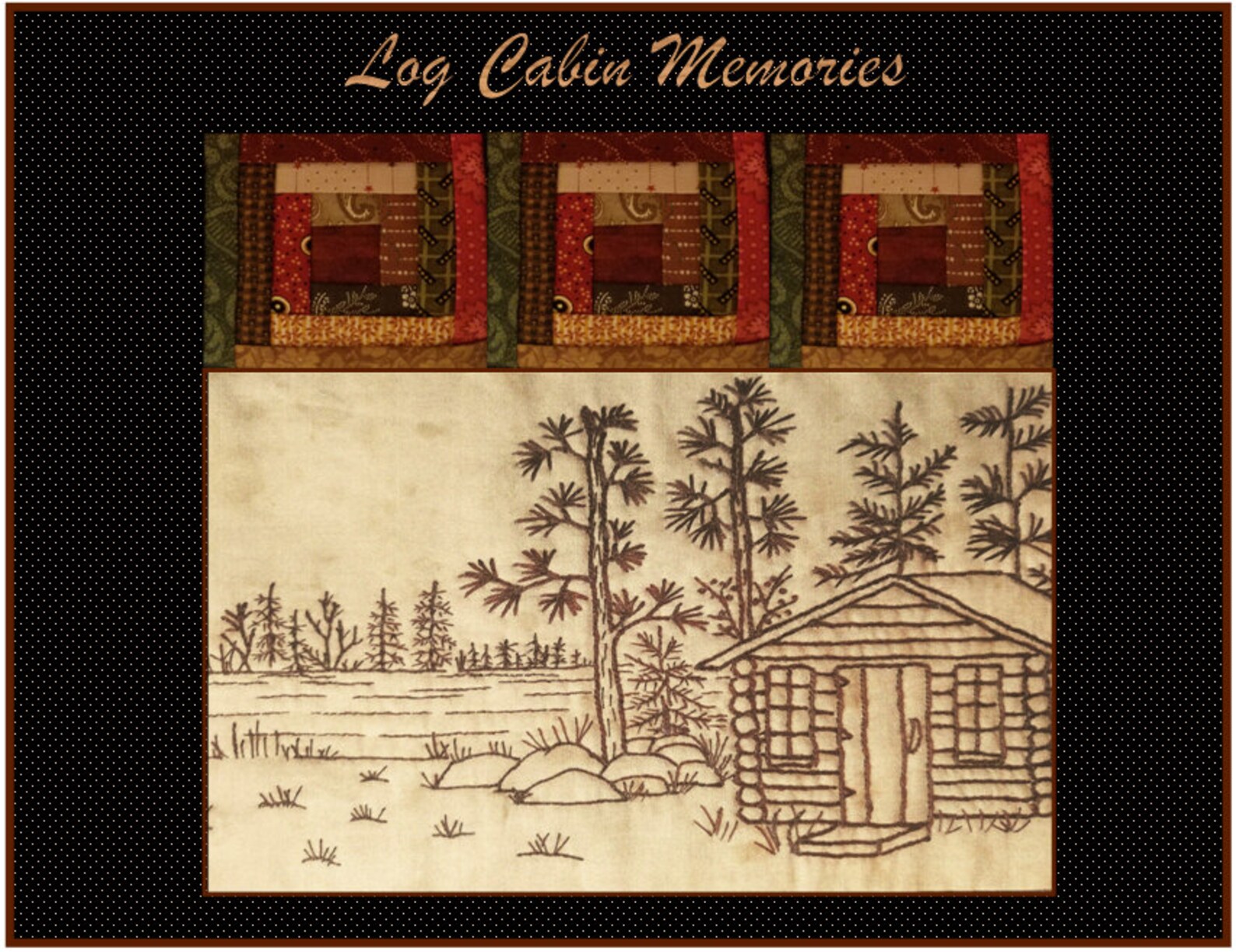 Log Cabin Memories Cabin Redwork Hand Embroidery Pattern Etsy
