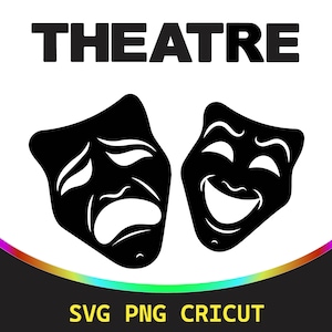 Dramatische Theatermaske SVG | Tragödie Maske Clipart | Drama Performance Art | Theater Dekor | Digitaler Download