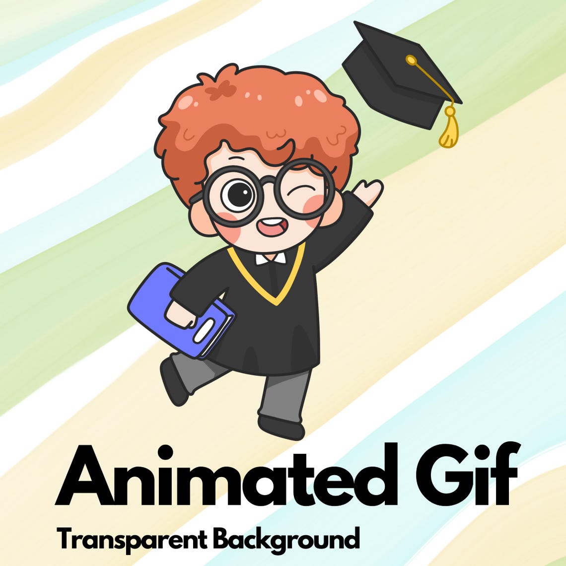 Graduated Animation Animated Graduation Boy Gif – Cute Cartoon Graduate GIF – Canva Gif ...