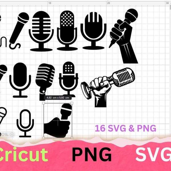 Microphone SVG PNG Cricut Singing SVG Music Mic Microphone Silhouette svg Vintage Microphone