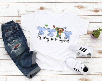 Down Syndrome Kids Shirt - It's Okay To Be Differnt Elephant Kids Tee - Austism Awareness - Cute Down Syndrome Boy Girl Gift - Grandson