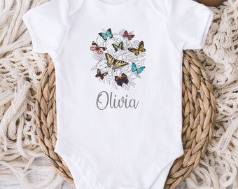 Butterfly Personalized Name Baby Onesies® Bodysuit - Butterfly Baby Name Bodysuit - Baby Girl Gift - Baby Shower - New Baby Girl - Newborn