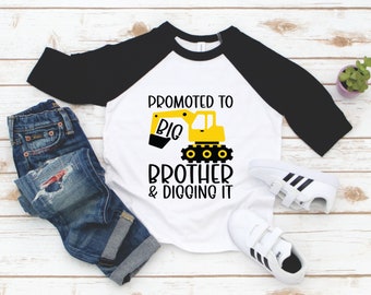 Promoted to Big Brother Raglan - Big Brother Shirt - New Big Brother Sibling Shirt - Big Brother Construction Shirt - Pregnancy Announcement