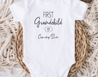 First Grandchild Baby ONESIES® Brand Bodysuit - First Grandchild Coming Soon - Pregnancy Announcement - Baby Announce - Grandparents Reveal