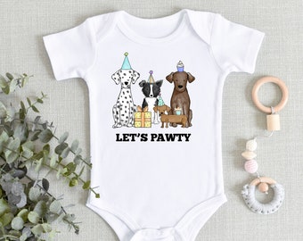 First Birthday Onesies® Bodysuit - Let's Pawty Dog Bodysuit - Boy Girl 1st Birthday - One Year Puppy - 1 year old boy girl - Grandbaby gift