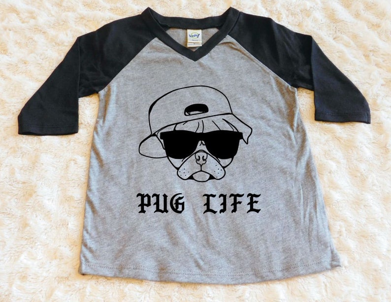 Kids Boys/&girls Pug Life 3//4 Sleeve Raglan Baseball Jersey For 2-6T