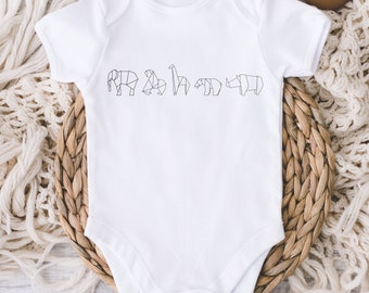Zoo Animals Baby ONESIES® Brand Bodysuit - Origami Zoo Animal Baby Bodysuit - Baby Gift - Baby Shower Boy Girl -New Baby - Newborn Baby Gift