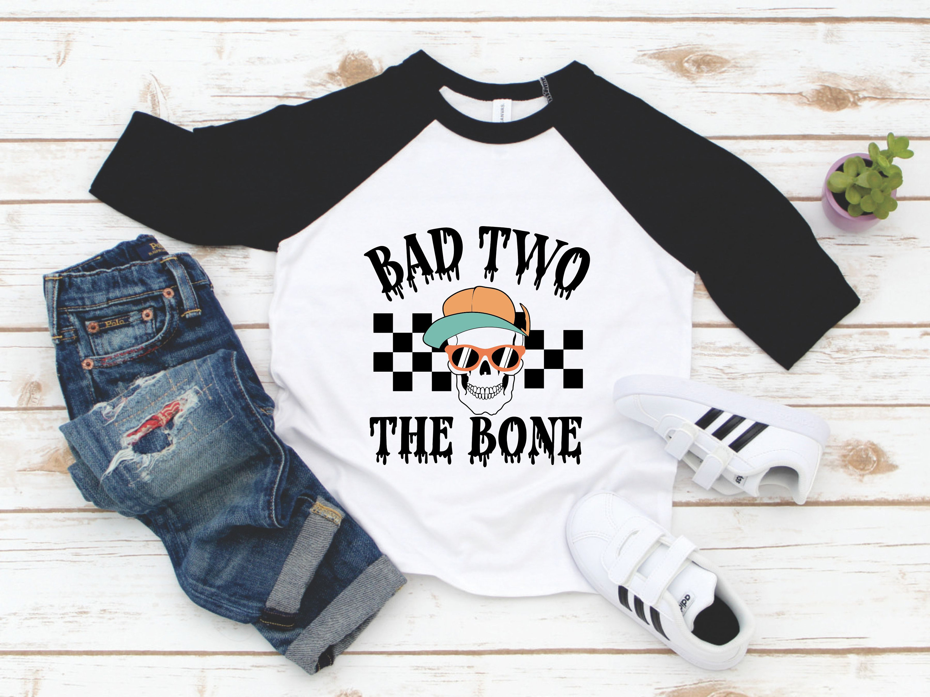 Bad Two The Bone Toddler Boy Birthday Shirt - Second Birthday Boy Tee  - Two Shirt Boy - Birthday Boy Two - 2 year old boy Skeleton in Hat